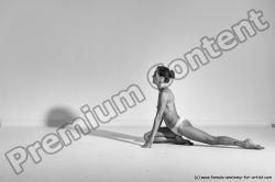 Nude Gymnastic poses Woman White Moving poses Slim long brown Dynamic poses Pinup